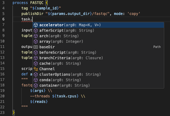 작업 속성 자동 완성