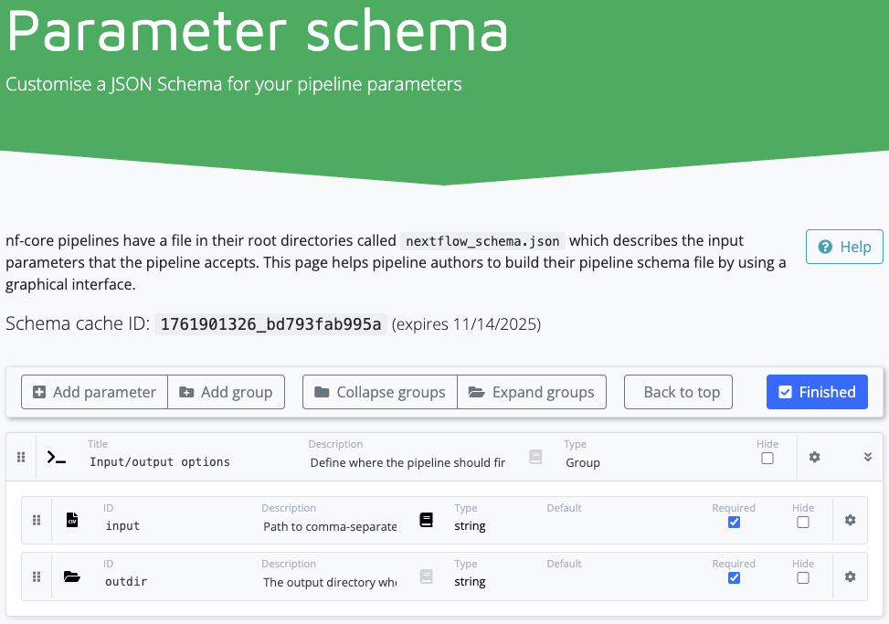 Interfaz del constructor de schema