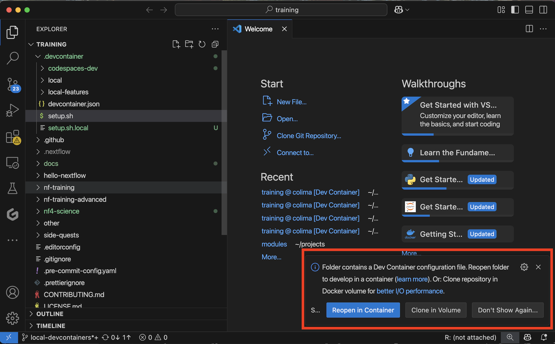Prompt Reopen in Container