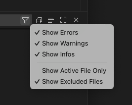 Filtrar o painel de problemas
