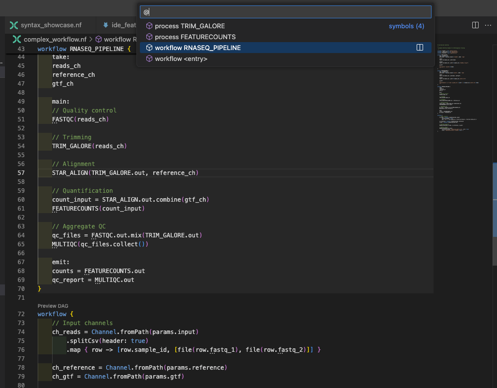 Navegação de símbolos